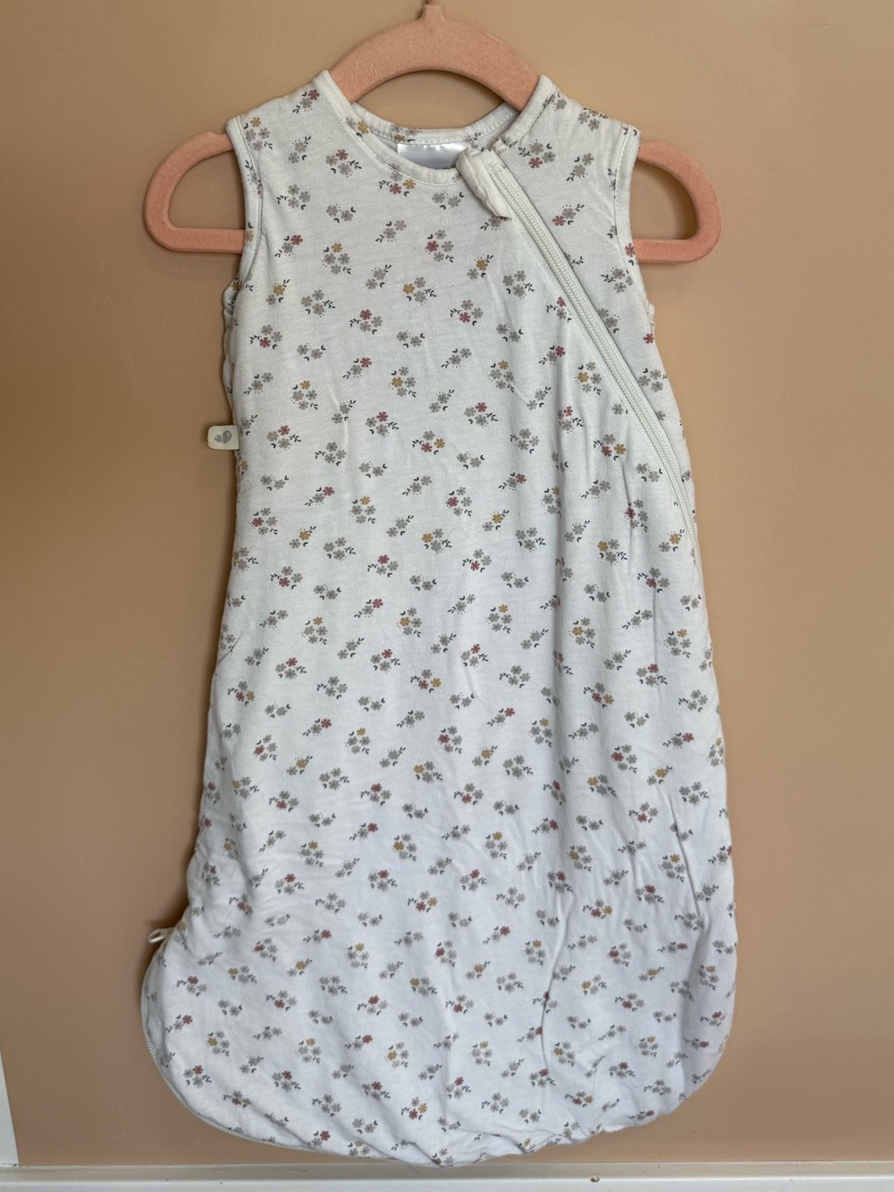 Sleeveless Floral Baby Sleep Sack - Neutral White Base